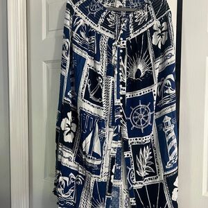 NWOT Calypso St. Barth Navy and White Maxi Skirt